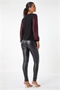 Magenta Sequin Sleeve Stretch Top, Image 3 of 5