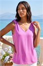 Magenta Tie Detail Strap Cami Top, Image 1 of 4