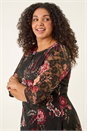 Red Curve Floral Print Lace Dress, Image 4 of 5