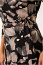 Black Floral Print Wrap Front Stretch Dress , Image 5 of 5