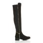 Black AJVANI Black Elastic Gold Zip Over The Knee Boots, Image 2 of 6