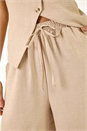 Oatmeal Dusk Elasticated Waist Wide Leg Trouser, Image 5 of 5
