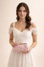 Pink Lace Floral Clutch Bag with Pearl, Image 1 of 5