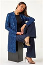 Navy Longline Sequin Stretch Jacket, Image 1 of 5