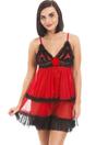Red Sheer Babydoll With Thong, Image 5 of 6