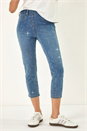 Denim Embellished Cropped Stretch Jeggings, Image 4 of 5