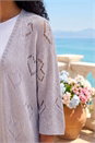 Silver Pointelle Heart Knit Cardigan, Image 4 of 4