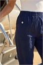 Navy  Contrast Detail Cropped Stretch Trouser, Image 4 of 4