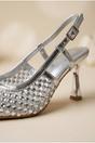 Silver iKrush Silver Constance Crystal Embellished Pointed Toe Heels, Image 3 of 5