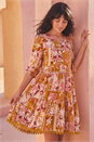 Amber Patchwork Smock V-Neck Dress, Image 2 of 4