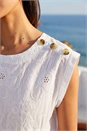Ivory  Floral Embroidered Top, Image 4 of 4