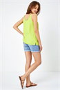 Lime Sleeveless Cross Back  V-Neck Chiffon Cami, Image 3 of 5