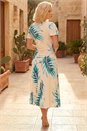 Ivory  Petite Floral Side Ruched Midi Dress , Image 3 of 4