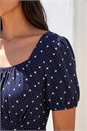 Navy  Petite Floral Polka Dot Stretch Dress, Image 4 of 4