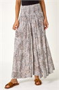 Black Animal Shirred Palazzo Stretch Trouser, Image 4 of 5