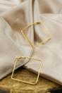 Gold Thin Bar Threader Square Hoop Earrings, Image 2 of 2