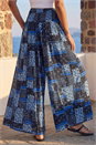 Blue Floral Tile Print Palazzo Wide Leg Trouser, Image 3 of 4