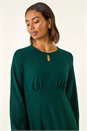 Teal Textured Spot Keyhole Dress, Image 4 of 5