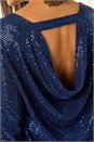 Navy  Sparkly Cowl Back Tunic Top , Image 5 of 5