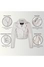 White Cropped Brando Leather Biker Jacket, Image 3 of 7
