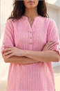 Coral Classic Stripe Button Front Top, Image 4 of 4