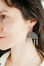 Silver Semicircular Oxidized Tribal Jhumka Earrings - Gold, Image 2 of 2