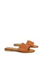 Tan XY LONDON Tan 'Rorie' Slip On Cut Out Flat Sandal Sliders, Image 3 of 5