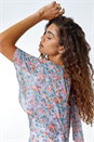 Lilac Floral Print Angel Sleeve Chiffon Maxi Dress, Image 5 of 5