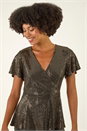 Bronze Sparkly Wrap Front Tunic Top, Image 4 of 5