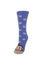 Blue 1 Pack Ladies Fluffy Animal Pattern Slipper Socks with Grips, Image 1 of 3