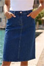 Indigo Cotton Denim Stretch A line Skirt, Image 4 of 4