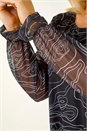 Black Curve Swirl Print Stretch Top, Image 5 of 5
