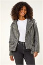 Grey Dusk Oversized Belt Biker Jacket, Image 8 of 9