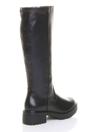 Black AJVANI Black Chunky Sole Zip Stretchy Elastic Riding Calf Boots, Image 4 of 4