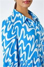Turquoise Wave Print Tiered Shirt Dress, Image 5 of 5