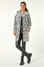 Grey Abstract Animal Print Fluffy Cardigan, Image 2 of 5