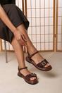 Dark Brown Coastal Front Buckle Flatform Suede Sandal, Image 6 of 6
