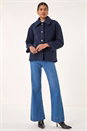 Navy  Collared Borg Fleece Jacket, Image 2 of 5
