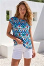 Blue Abstract Print Shell Top, Image 2 of 4