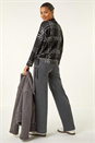 Black Plaid Print Side Tie Top, Image 3 of 5