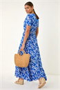 Royal Blue Floral Button Maxi Dress, Image 1 of 5
