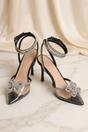 Black Diamanté Detail Perspex Strappy Sandals - Zoe, Image 1 of 2