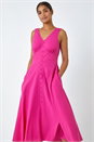 Pink Sleeveless Cotton Midi Dress, Image 4 of 5