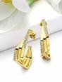 Gold Angular Pavé Hoop Earrings, Image 3 of 3
