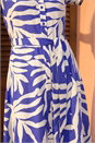 Royal Blue Leaf Print Belted Midi Shirt Dress, Image 4 of 4