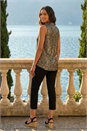 Gold Sequin Pleat Front Vest Top, Image 3 of 4