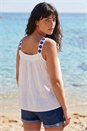 Ivory  Embroidered Neck Textured Cami Top, Image 3 of 4