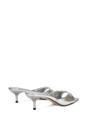 Silver XY LONDON Silver 'Jane' Square Toe Kitten Heel Slip On Heeled Sandal Mules, Image 4 of 6