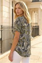 KHAKI Paisley Print Zip Front Top, Image 3 of 4