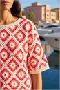 Pink Floral Crochet Knit Top, Image 4 of 4